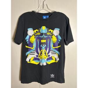 Adidas Originals Trefoil Shoe Montage T-Shirt Black Size Small Y2K 100% Cotton